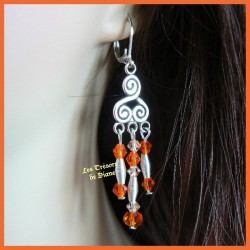 Boucles d'oreilles en cristal bohême et Swarovski orange