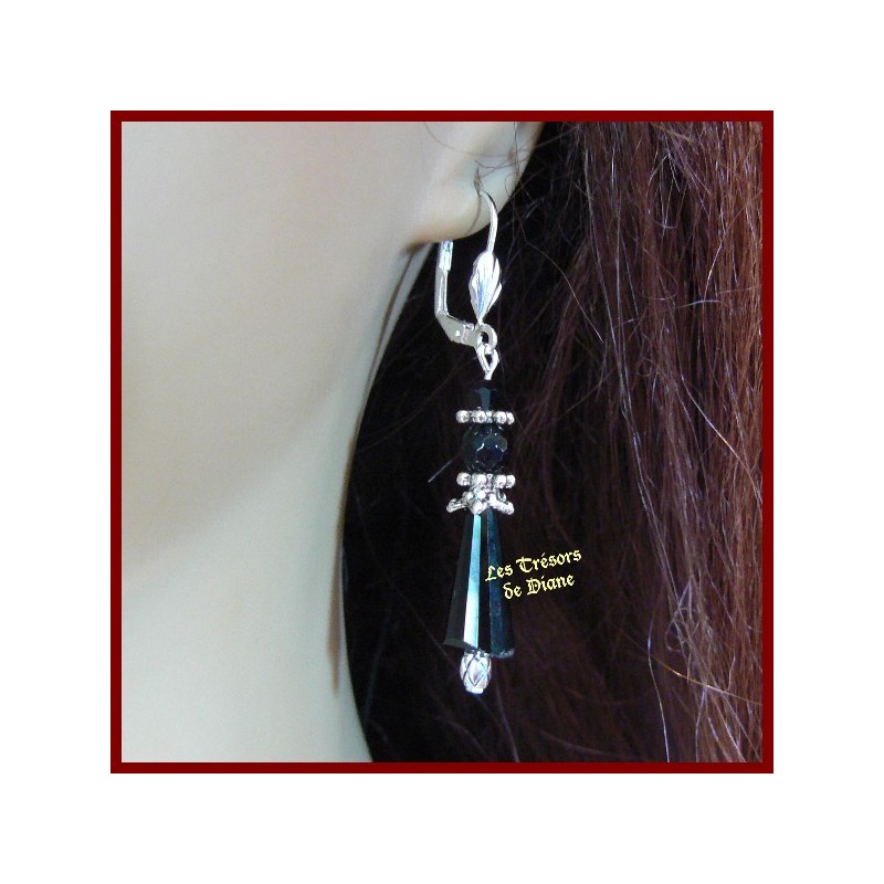 Boucles d'oreilles en cristal noir