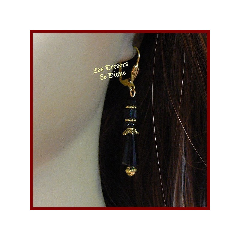 Boucles d'oreilles en cristal noir