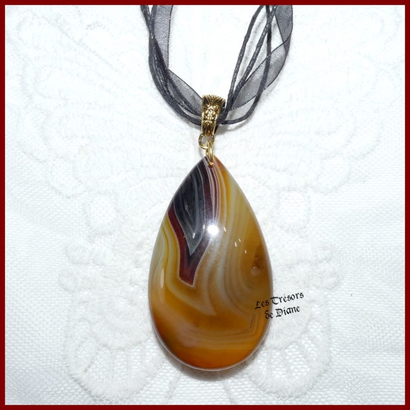 Pendentif GOUTTE en AGATE naturelle