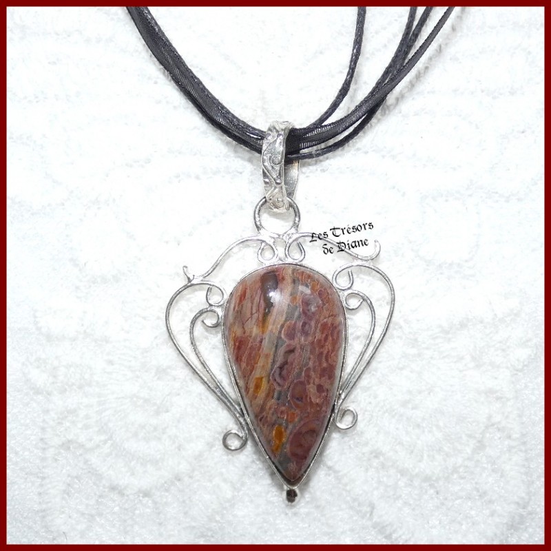 Pendentif en JASPE naturel et ARGENT