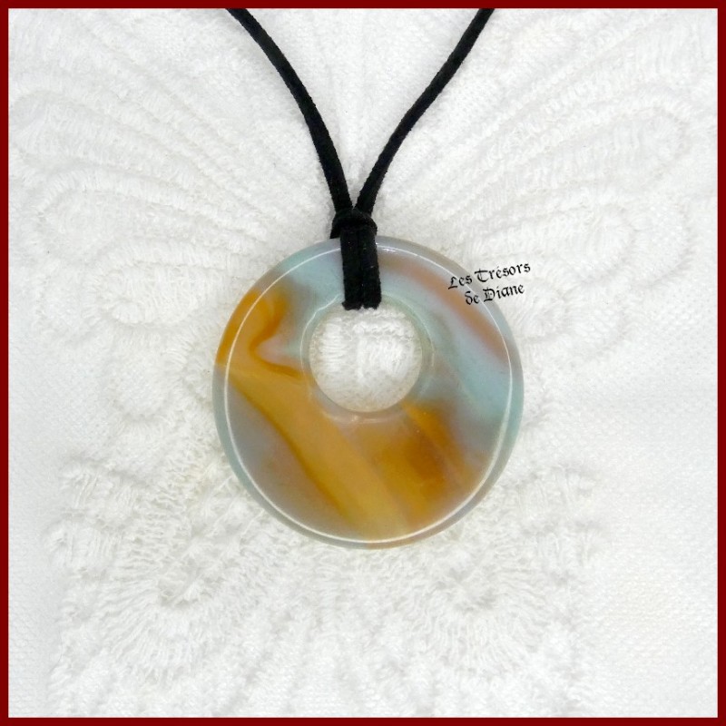 Pendentif DONUT en AGATE naturelle LES TRESORS DE DIANE