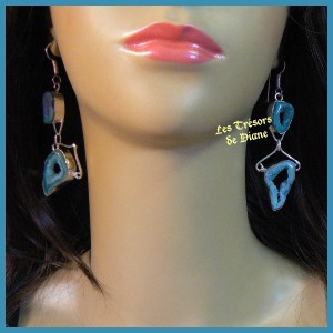 Boucles en AGATE GEODE et ARGENT